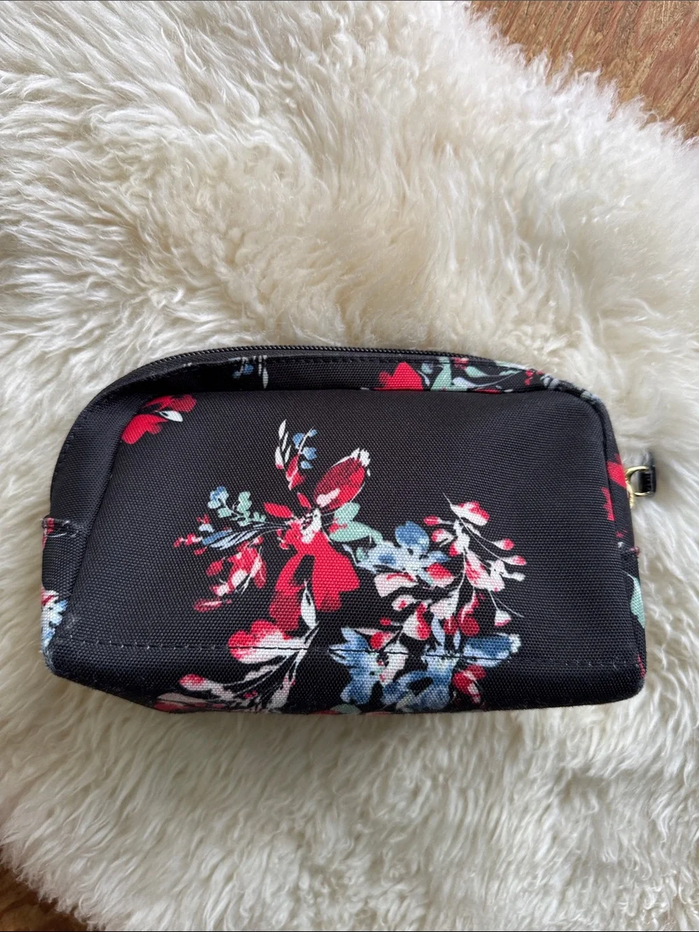 Ralph Lauren Black Floral Cosmetic Case with Gold Logo